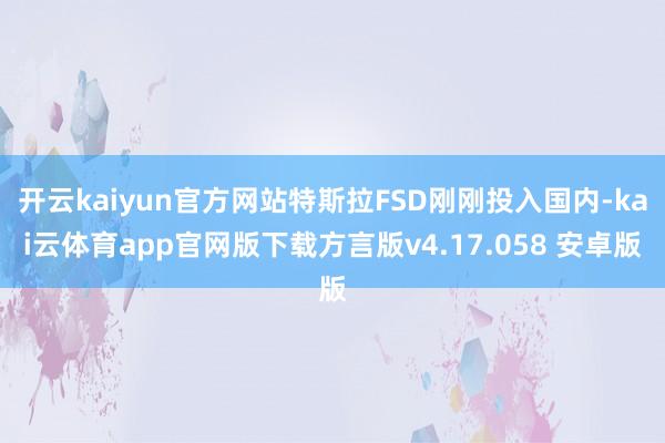开云kaiyun官方网站特斯拉FSD刚刚投入国内-kai云体育app官网版下载方言版v4.17.058 安卓版
