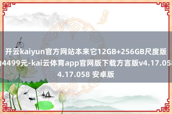 开云kaiyun官方网站本来它12GB+256GB尺度版的售价为4499元-kai云体育app官网版下载方言版v4.17.058 安卓版